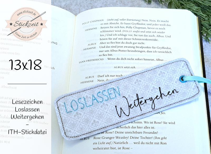 Lesezeichen Loslassen Weitergehen - ITH-Stickdatei